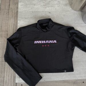 Black Indiana Long Sleeve Crop Top